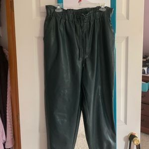 Abercrombie Green Leather Joggers